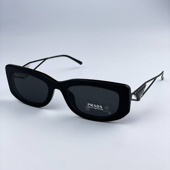 NEW Prada PR14YS 1AB5S0 Black Dark Grey Rectangle Unisex Sunglasses - Picture 4 of 14